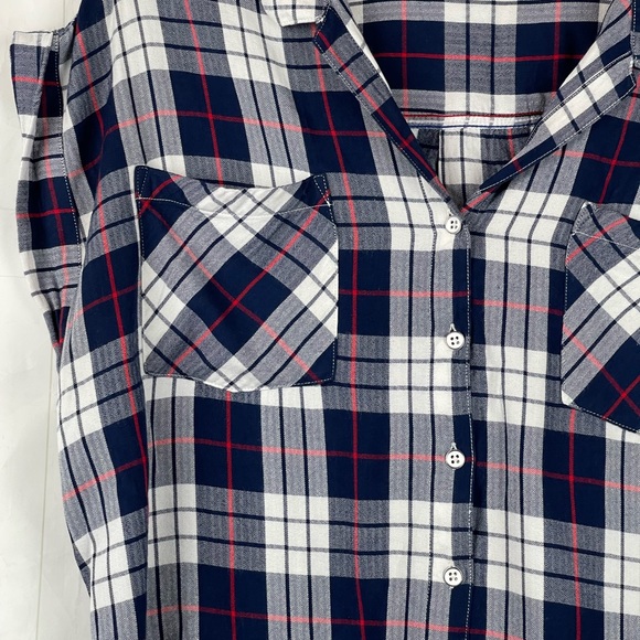Jachs Girlfriend Blue White Plaid Short Sleeve Button Down Shirt Size XL - Picture 3 of 5